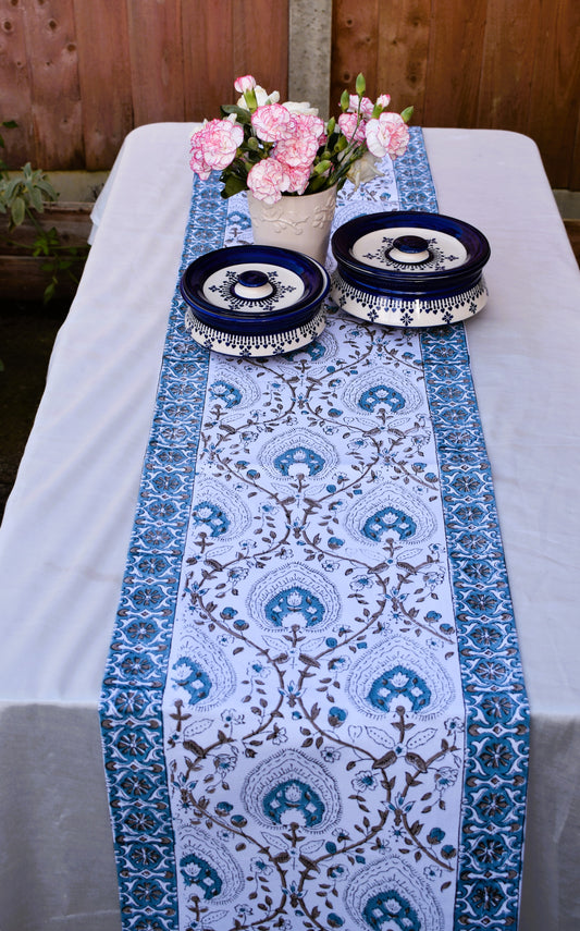 Janak - Blue Floral Table runner