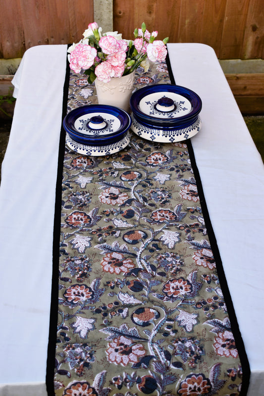 Kausalya - Green floral Table runner