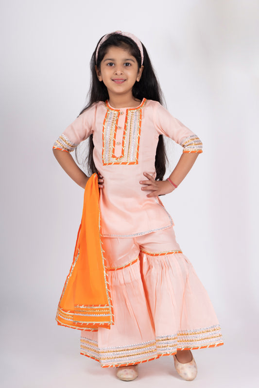 Girls peach kurta payjama set