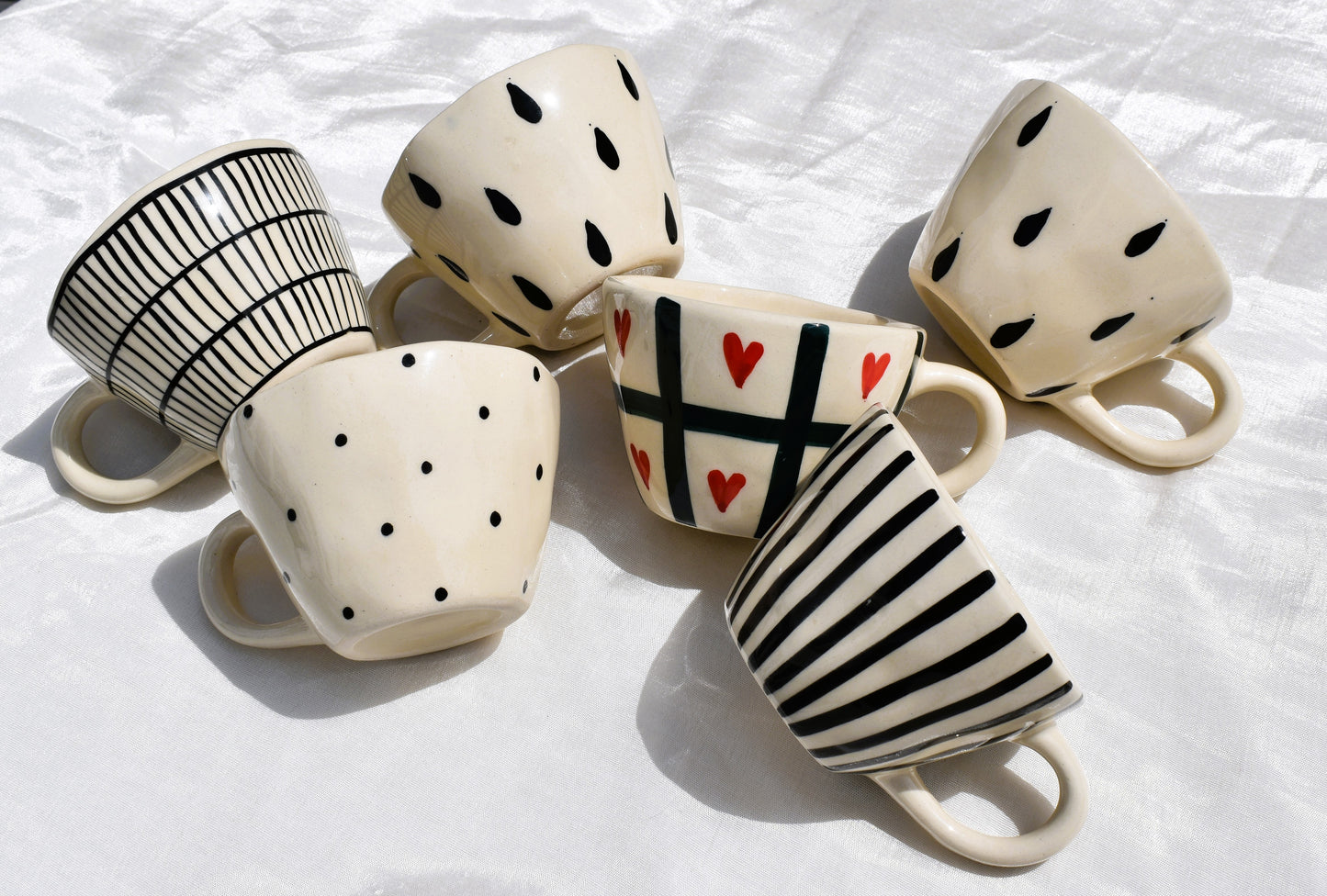 Black and white striped coffee mug