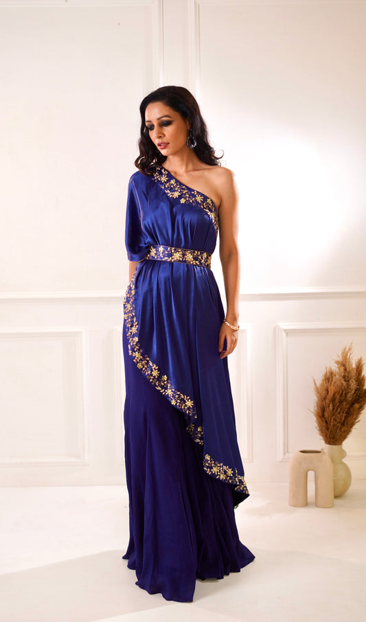 SEHAR Navy Amber Cape and Sharara