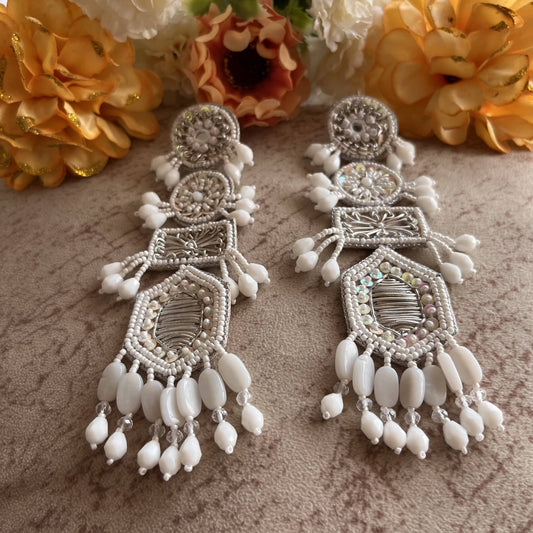 White Artsy Earrings