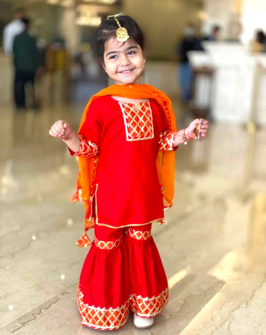 Red Sharara Set