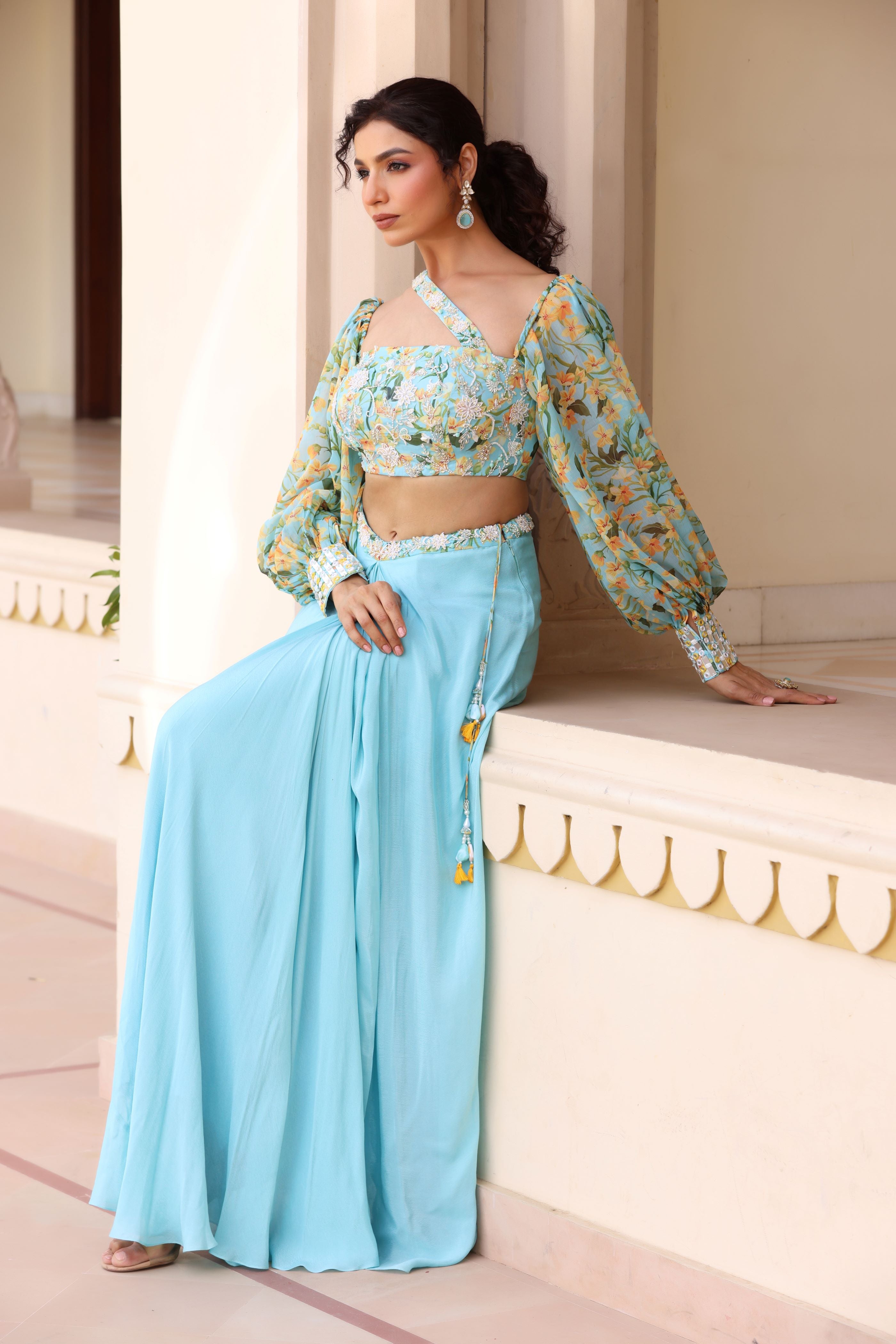 Gul drape skirt set