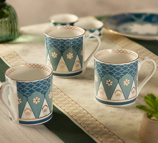 Oceanic Blue Opulence Melon Coffee Mug Set of 6