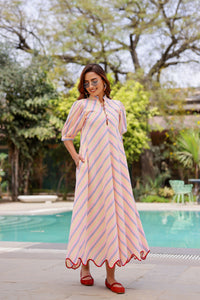 Stripe A-line Maxi Dress