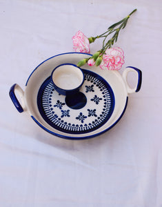 Badal - Blue Pottery Serving Platter with dip bowl