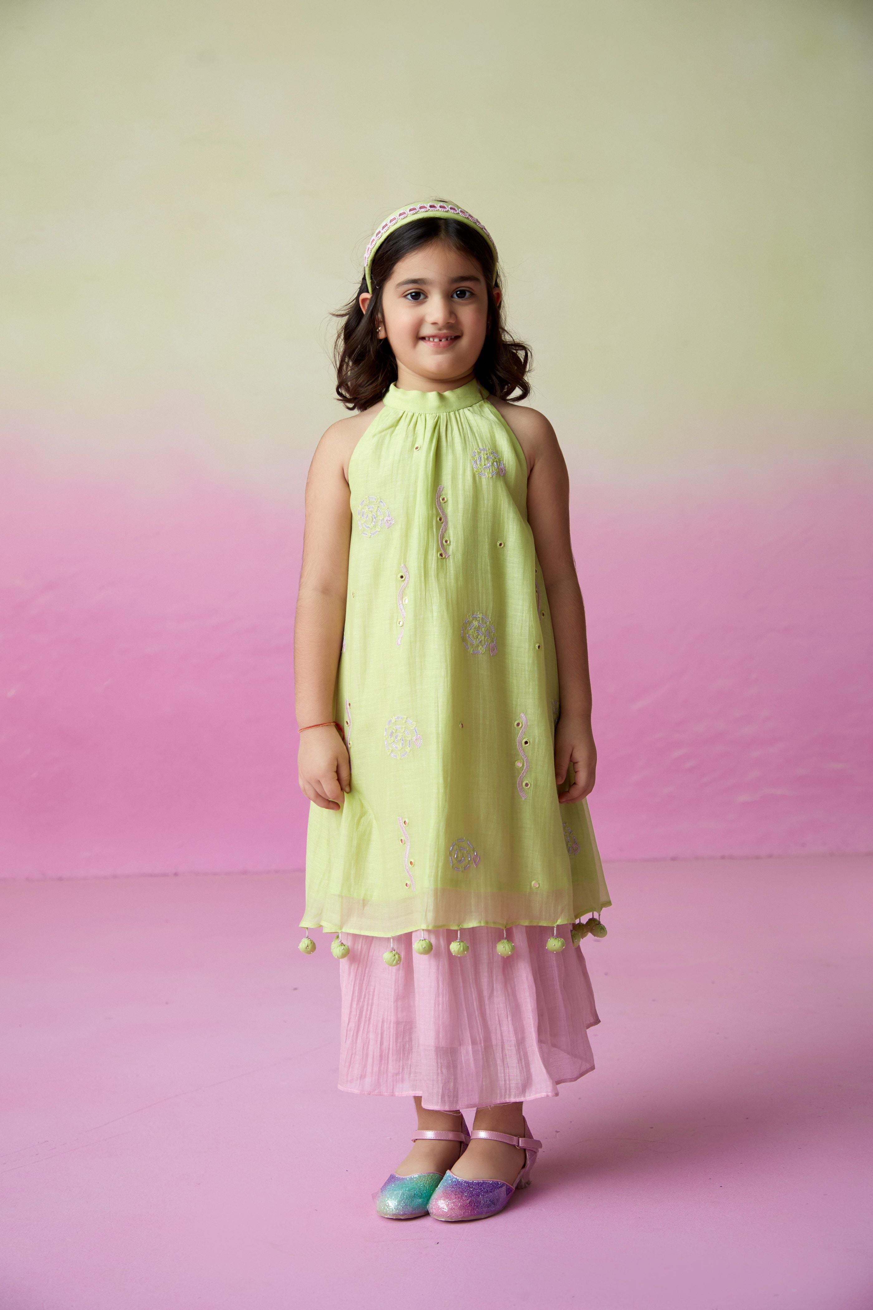 Little starry kurta skirt set