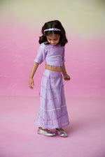 Load image into Gallery viewer, Lavender lace skirt top set
