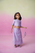 Load image into Gallery viewer, Lavender lace skirt top set
