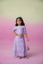 Load image into Gallery viewer, Lavender lace skirt top set
