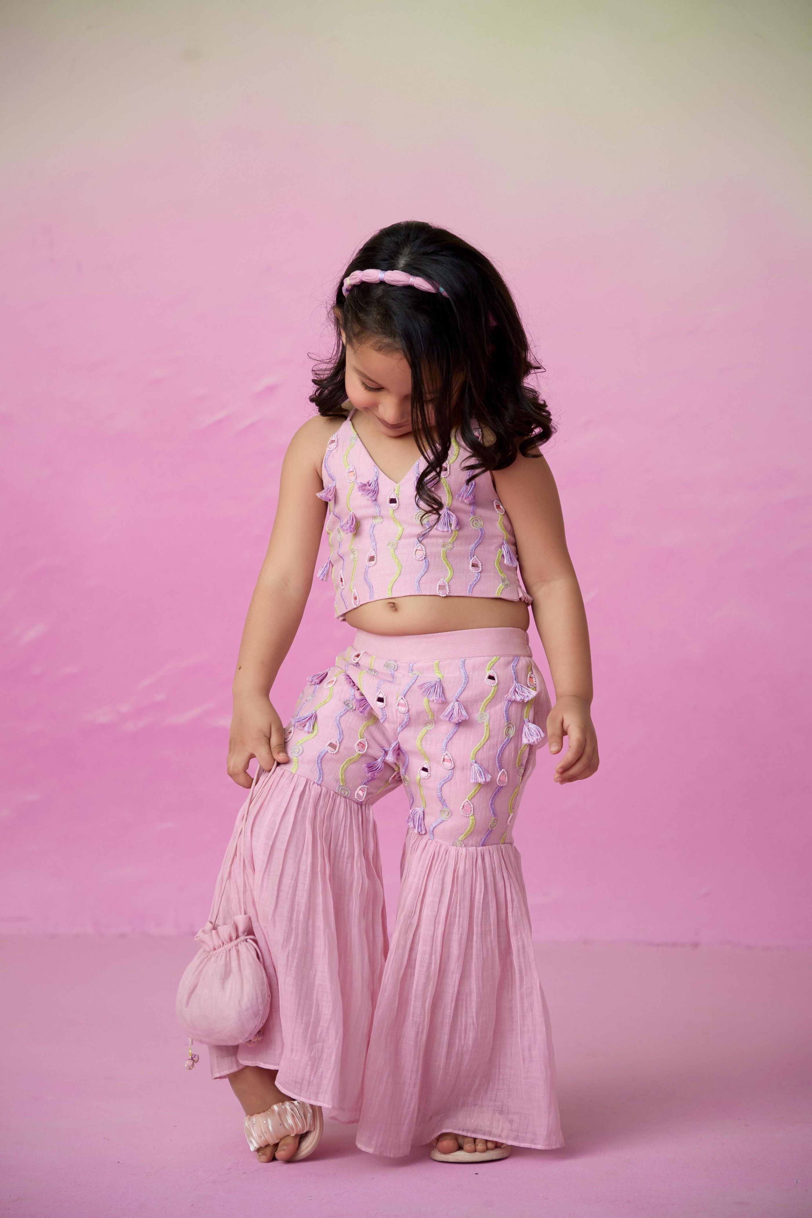 Petal pink sharara set