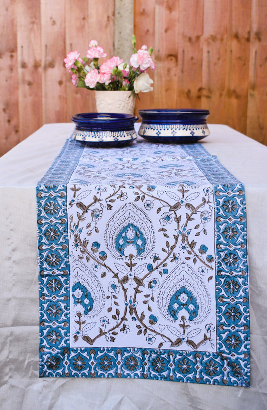 Janak - Blue Floral Table runner