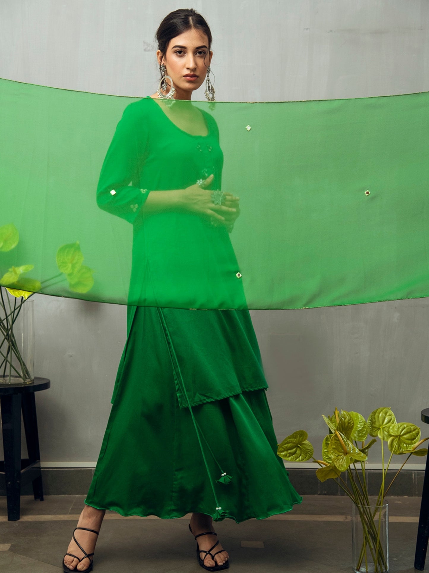 Sumadhya Kurta-Skirt Set with Dupatta