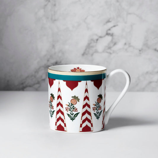 India Circus Blushed Orchard Melon Red & Green Coffee Mug Set of 6