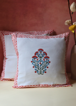 Load image into Gallery viewer, Pink Bloom Block Printed Cushion Cover - set of 2
