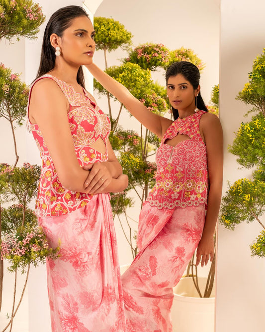 ROSE RADIANCE CORAL DRAPED STATEMENT SET