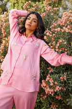 Load image into Gallery viewer, Pink Evil Eye Embroidered Co-ord Set - Set of 2
