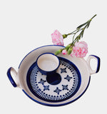 Load image into Gallery viewer, Badal - Blue Pottery Serving Platter with dip bowl
