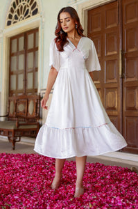 White Satin Sequin Meadows Dress