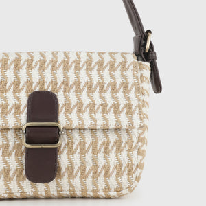 CHAVVI CHEVRON BEIGE BAGUETTE BAG