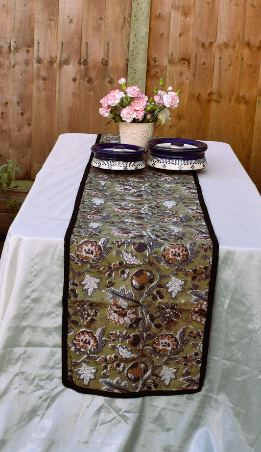 Kausalya - Green floral Table runner