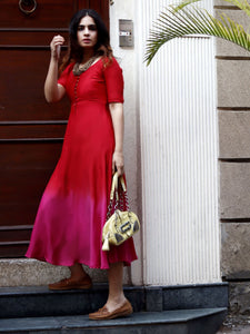 Sunset Crimson Fit & Flare Dress