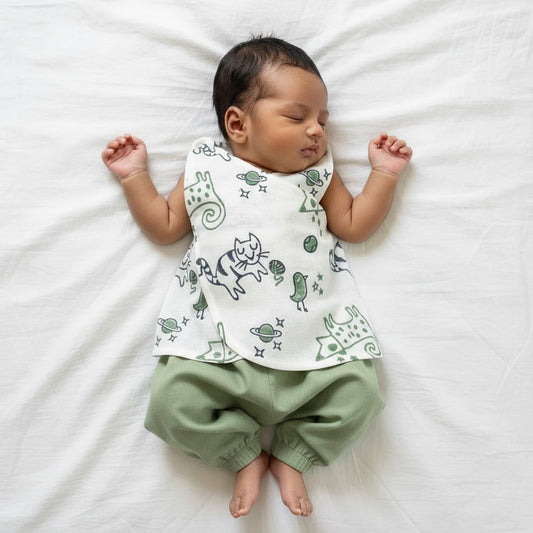 Organic Cotton Preemie Baby Jhabla Set