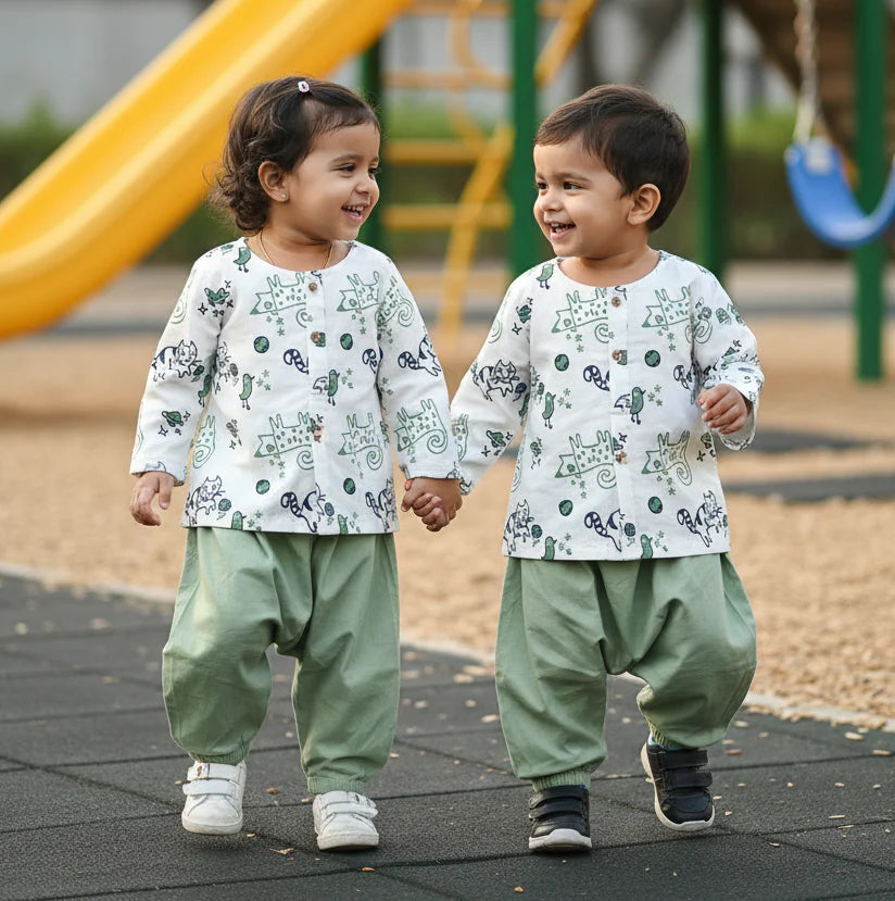Organic Cotton Unisex Billi Print Kurta Set