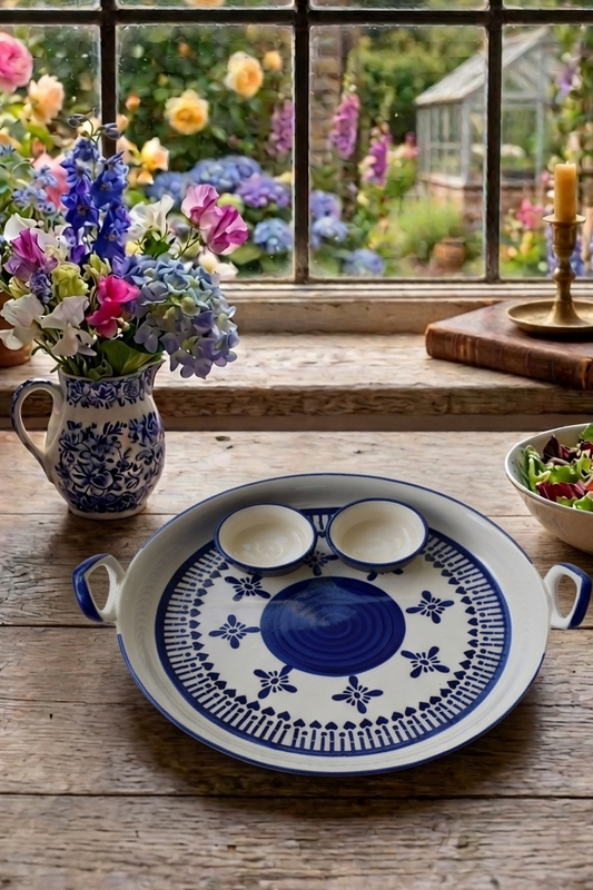 Blue Serve and Dip Platter