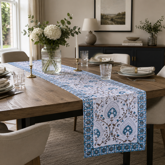 Janak - Blue Floral Table runner