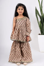 Load image into Gallery viewer, Girls beige kurta coord sharara set
