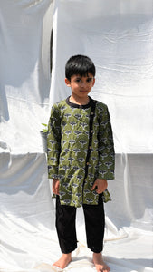 Padma Green & Black Kurta payjama for little boys