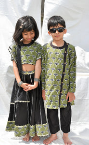 Padma Green & Black Kurta payjama for little boys