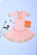 Load image into Gallery viewer, Peach girls sharara with orange dupatta
