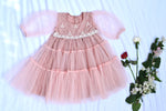 Load image into Gallery viewer, Dusky pink net dress for girls
