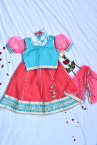 Traditional pink & blue girls lehenga