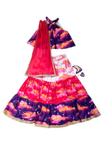 Load image into Gallery viewer, Sky Is The Limit - Layered Lehenga, Blouse and Dupatta Set
