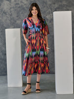 Load image into Gallery viewer, Ikat Print Black Maxi Dress
