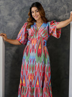 Load image into Gallery viewer, Ikat Print Grey Maxi Dress
