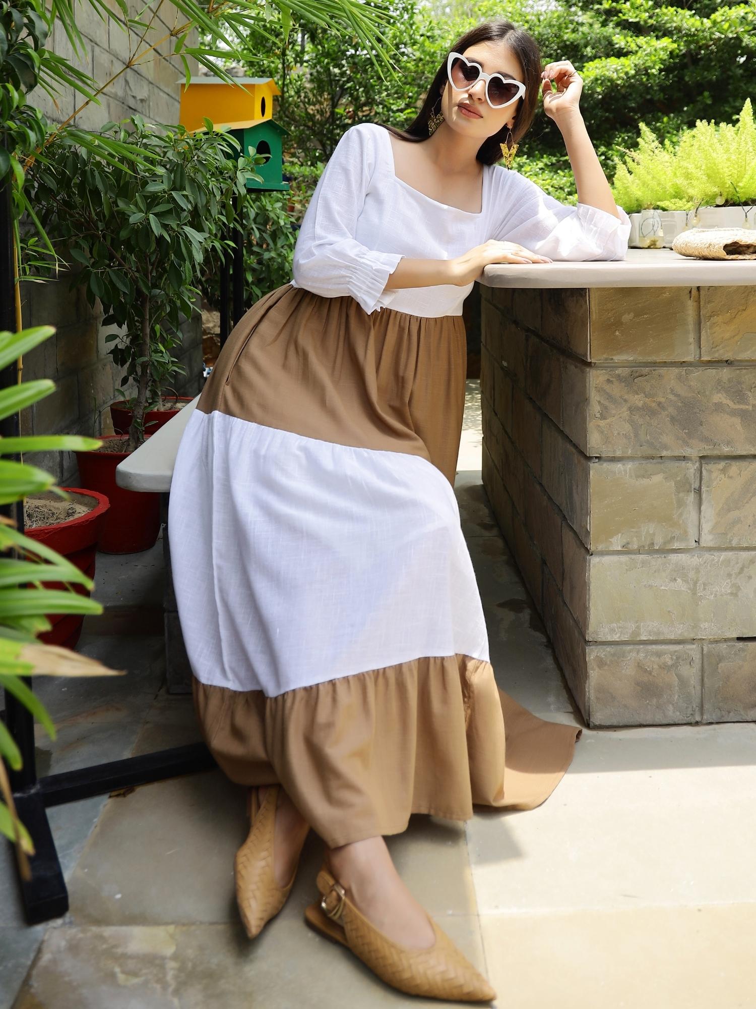 Choco Cotton Tier Maxi Dress