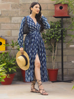 Load image into Gallery viewer, Indigo Floral Dabu Maxi Dress
