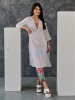 Load image into Gallery viewer, Joy Grey Ikat Print Cotton Kurta Pant Set
