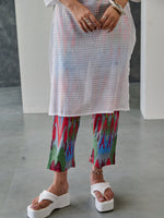 Load image into Gallery viewer, Joy Grey Ikat Print Cotton Kurta Pant Set With Bralette
