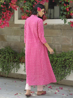 Load image into Gallery viewer, Pink Polka Dabu Print Kurta-Pant Set
