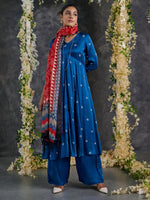 Load image into Gallery viewer, Indigo Bandhani A-Line Modal Satin Kurta- Flared Pant Set with Dupatta (Set Of 3)
