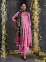 Load image into Gallery viewer, Pink Bandhani A-Line Modal Satin Kurta- Flared Pant Set with Dupatta (Set Of 3)
