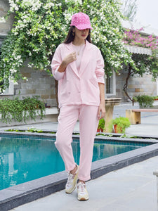 Alley Pink Cotton Blazer-Pant