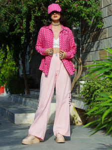 Pink Polka Dabu Printed Shirt & Cargo Pant