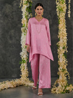 Load image into Gallery viewer, Pink Bandhani Modal Satin Short Kurta-Pant (Set Of 2)
